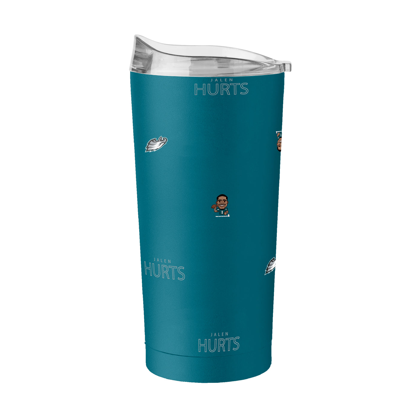 Philadelphia Eagles Jalen Hurts Caricature Step And Repeat 20oz Powder Coat Tumbler