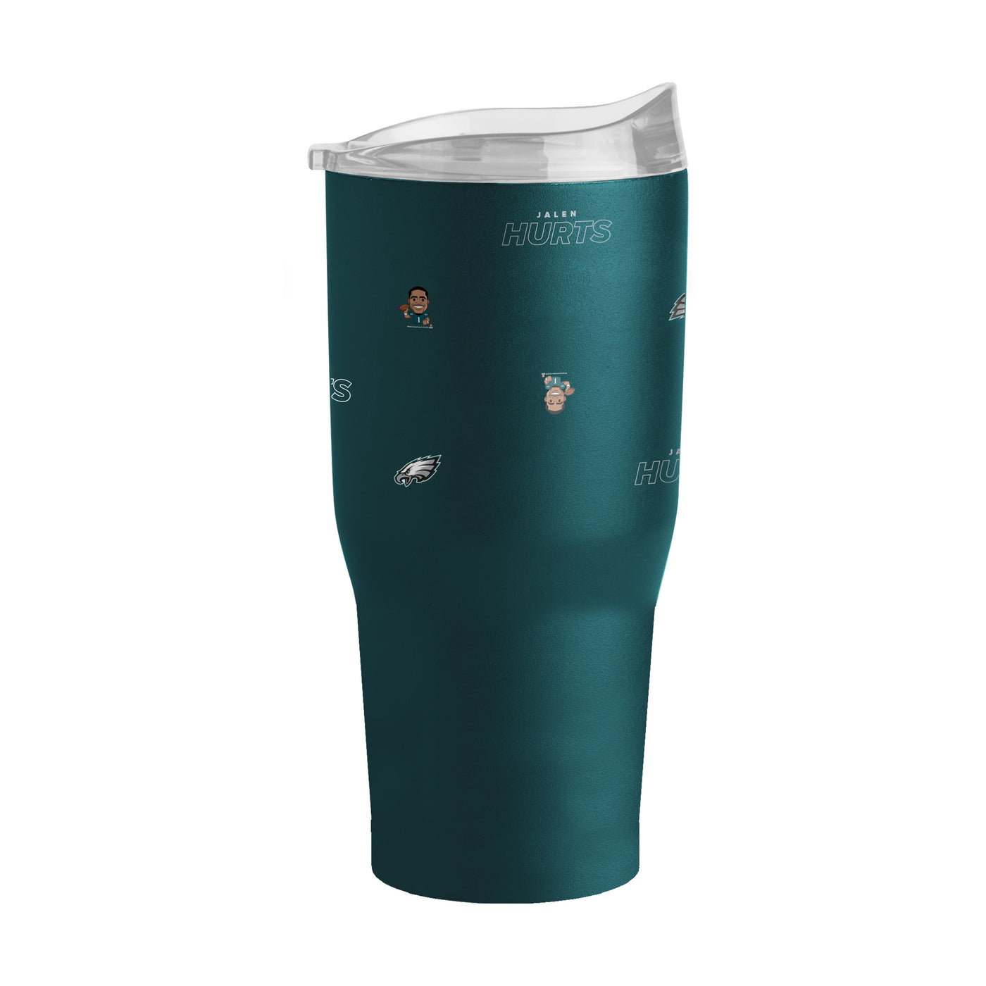 Philadelphia Eagles Jalen Hurts Caricature Step And Repeat 30oz Powder Coat Tumbler