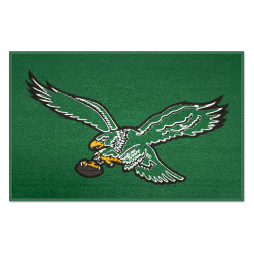 Philadelphia Eagles retro starter mat by Logo Brands, featuring team logo and vibrant green field design.