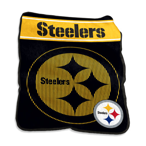 Pittsburgh Steelers 60x80 Raschel throw blanket with team logo, soft and cozy for NFL fans.