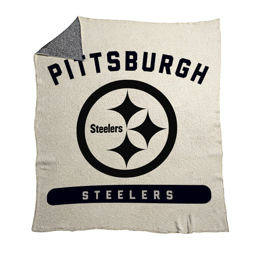 Pittsburgh Steelers Prime Luxe Dreams blanket by Logo Brands, soft fleece throw with Steelers logo and team colors.