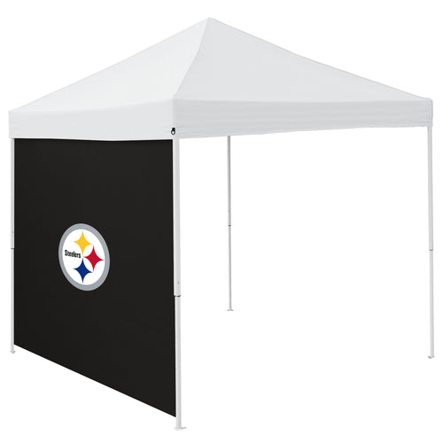 Pittsburgh Steelers 9x9 side panel for shelter, branded Logo Brands, with steel frame and durable fabric in team colors.