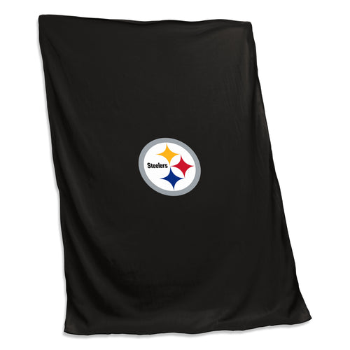 Pittsburgh Steelers sweatshirt blanket by Logo Brands, soft and cozy with Steelers team logo and design for fans.