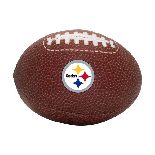 Pittsburgh Steelers micro soft football by Logo Brands, designed for recreation, with team logo and black and gold colors.