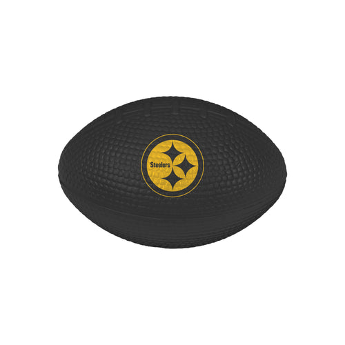 Pittsburgh Steelers Stress Less Football by Logo Brands, soft foam recreation football with Steelers logo for stress relief and fun.
