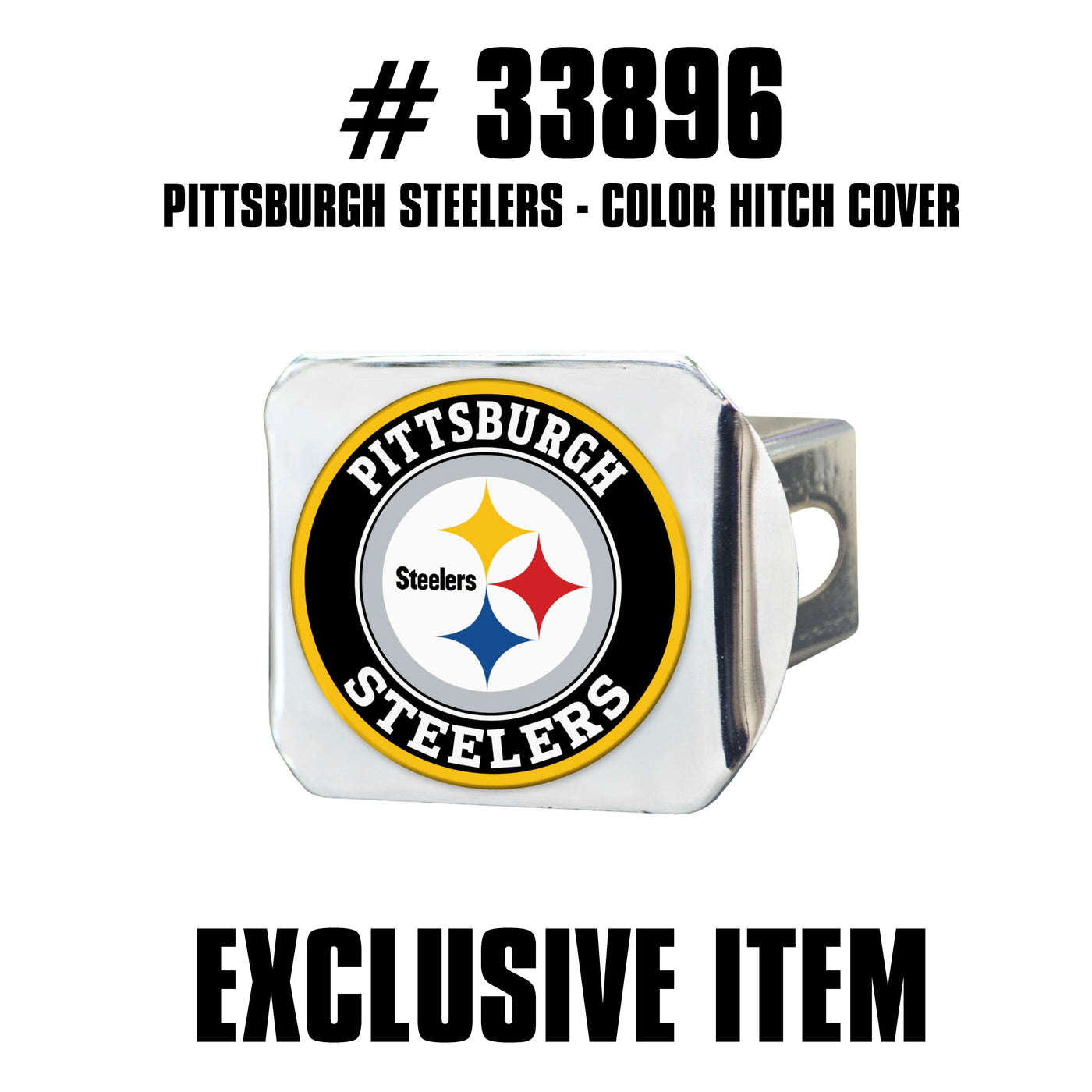 TRINITY NFL - Pittsburgh Steelers Color on Chrome Hitch Cover
