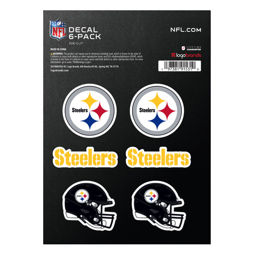 Pittsburgh Steelers NFL decal with team logo, black and gold design, suitable for decorating vehicles or surfaces.