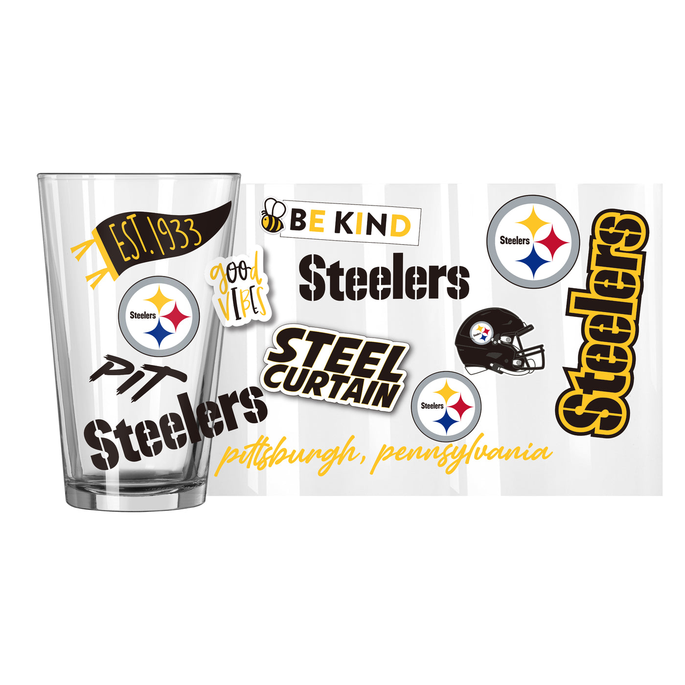 Pittsburgh Steelers 16oz Native Pint Glass