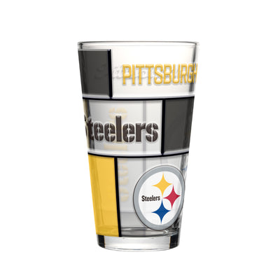 Pittsburgh Steelers 16oz Quilted Stained Pint Glass
