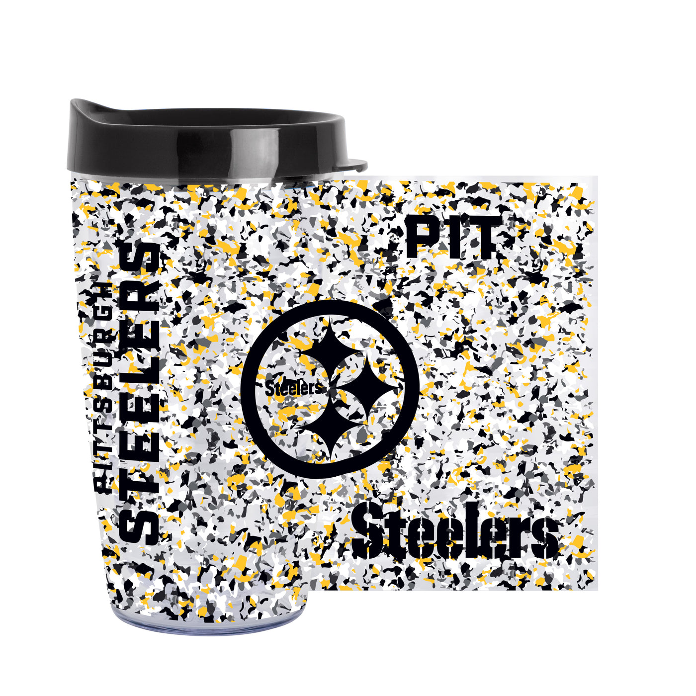 Pittsburgh Steelers 16oz Terrazzo Dbl Wall Clear Tumbler