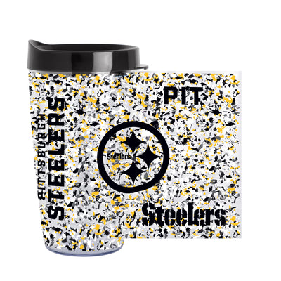 Pittsburgh Steelers 16oz Terrazzo Dbl Wall Clear Tumbler