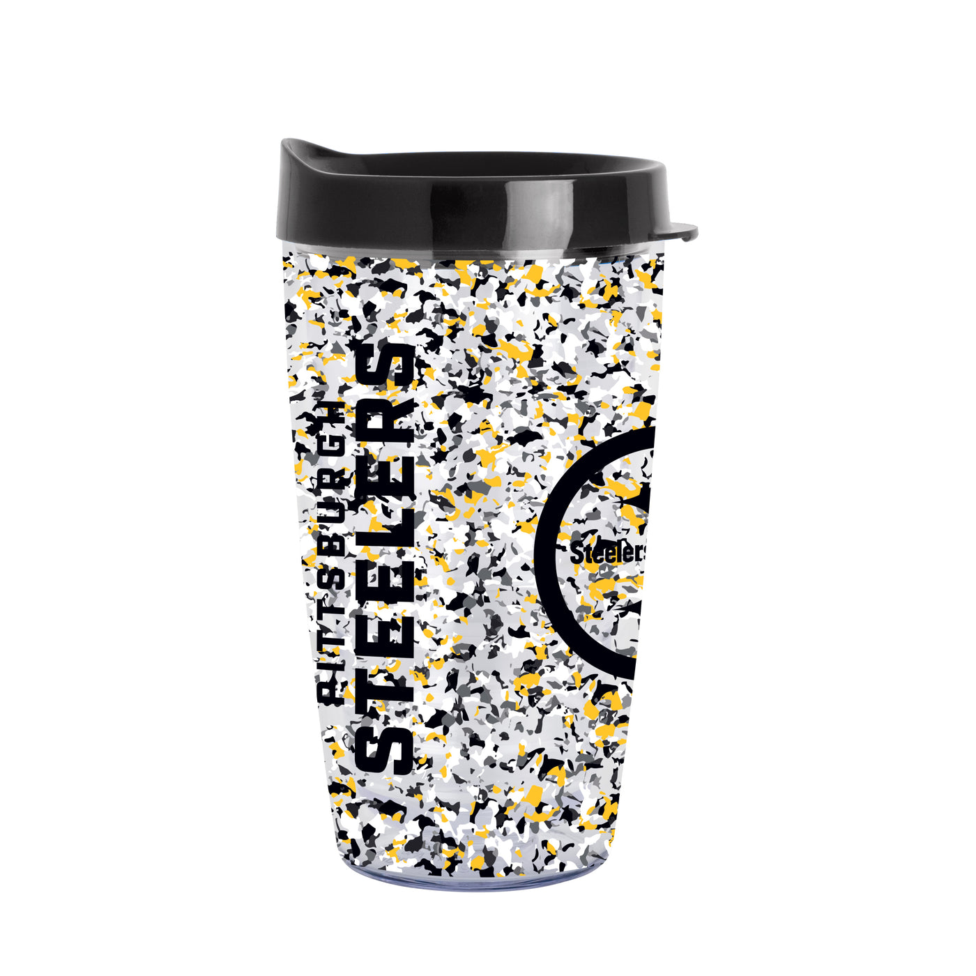 Pittsburgh Steelers 16oz Terrazzo Dbl Wall Clear Tumbler