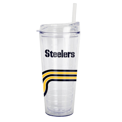 Pittsburgh Steelers 22oz Waves Dbl Wall Clear Tumbler