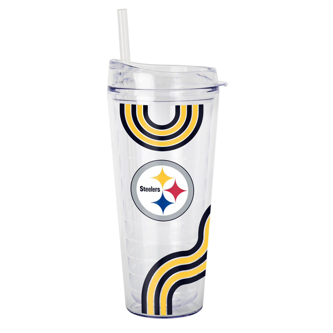 Pittsburgh Steelers 22oz Waves Dbl Wall Clear Tumbler