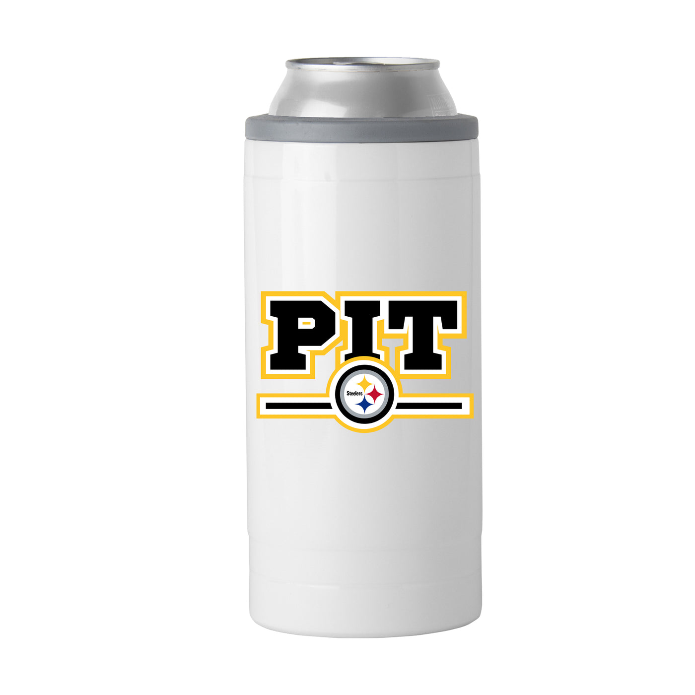 Pittsburgh Steelers Letterman 12 oz Slim Can Coolie