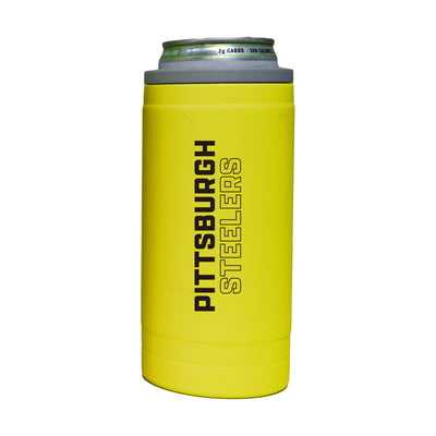 Pittsburgh Steelers 12oz Cru Stacked Soft Touch Slim Coolie - Logo Brands
