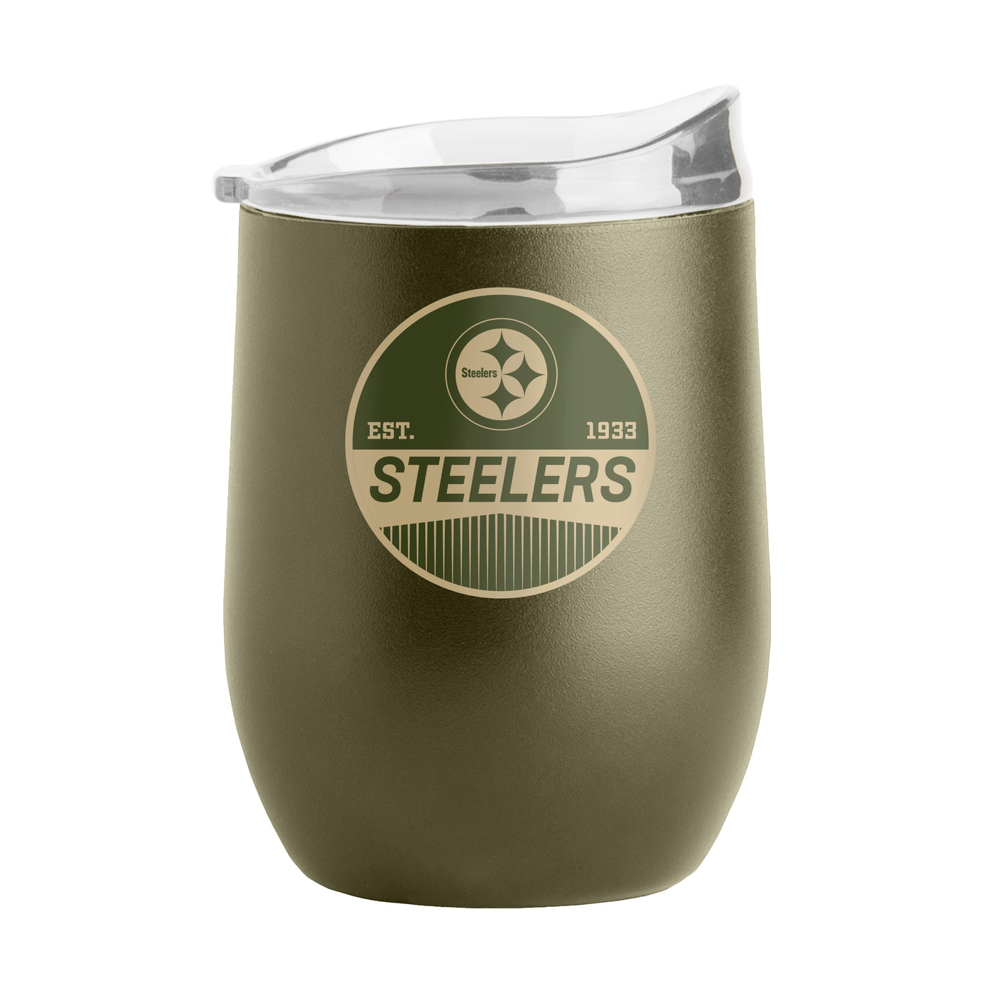 Pittsburgh Steelers 16oz Badge Powder Coat Curved Beverage
