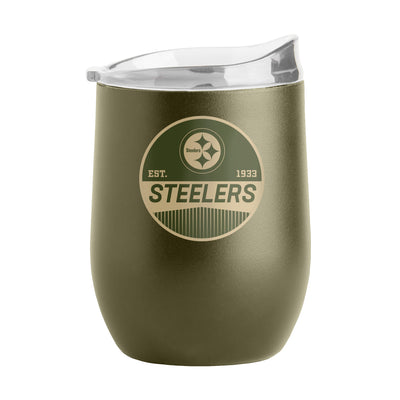 Pittsburgh Steelers 16oz Badge Powder Coat Curved Beverage