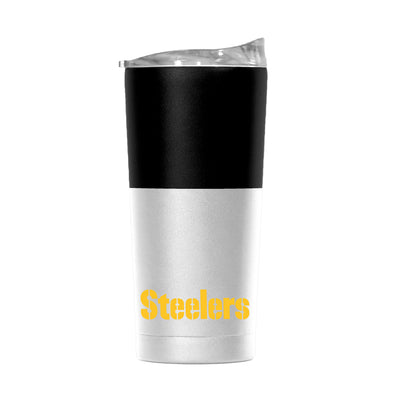 Pittsburgh Steelers 20oz Colorblock White Powder Coat Tumbler - Logo Brands