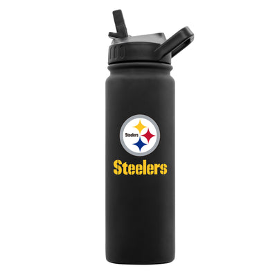 Pittsburgh Steelers 24oz Black Soft Touch Dbl Wall Btl - Logo Brands