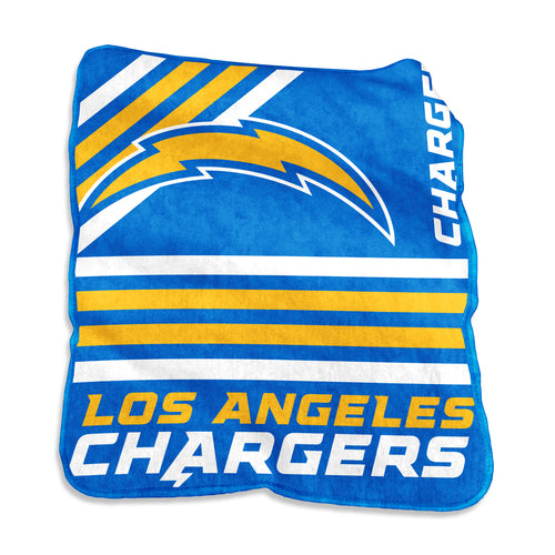 Los Angeles Chargers Raschel throw blanket with team logo and vibrant Chargers colors, perfect for fans and cozy comfort.