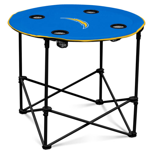 LA Chargers round table by Logo Brands, featuring team logo design, made of sturdy furniture material, perfect for game rooms or fan spaces.