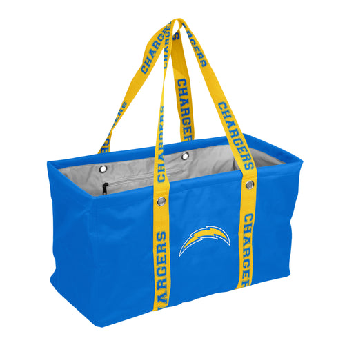 LA Chargers picnic caddy bag with a durable carrying strap, ideal for outdoor gatherings and game day picnics.
