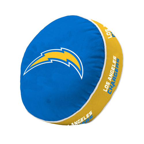 Los Angeles Chargers puff pillow featuring team logo, soft fabric, and vibrant colors, perfect for Chargers fans.