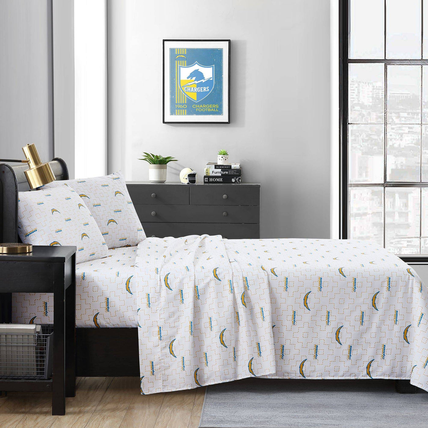 Los Angeles Chargers Scatter Sheet Set Queen - Logo Brands