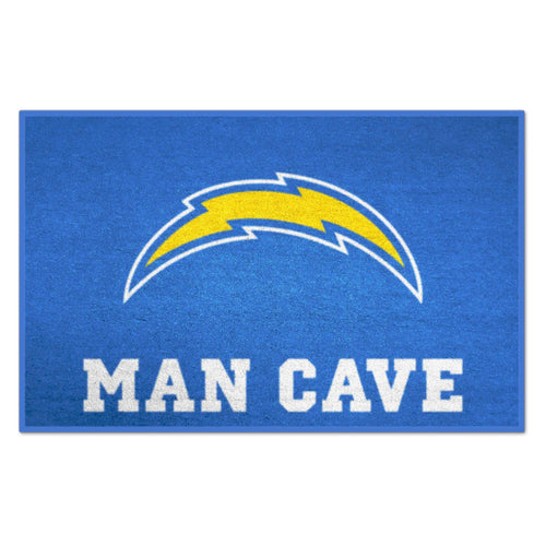 NFL Los Angeles Chargers man cave starter mat by Logo Brands with Chargers logo and team colors for sports-themed decor.