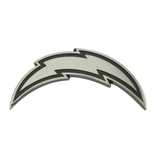 Chrome NFL Los Angeles Chargers emblem by Logo Brands, featuring the team logo and chrome finish.
