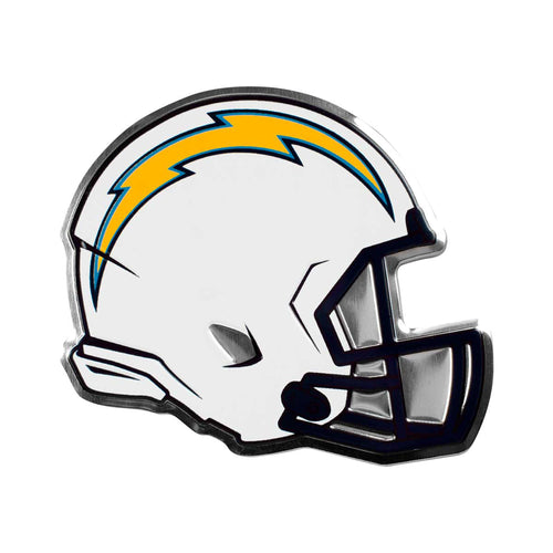 Los Angeles Chargers embossed helmet emblem by Logo Brands, featuring team logo and detailed design for fan memorabilia.