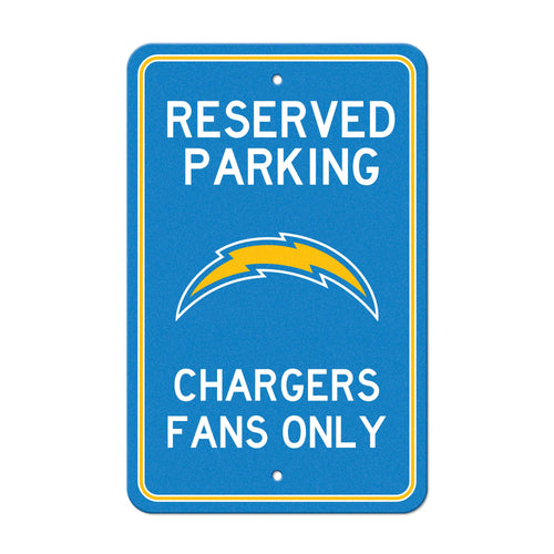 Los Angeles Chargers Mancave parking sign by Logo Brands, featuring team logo and bold design for sports room decor.