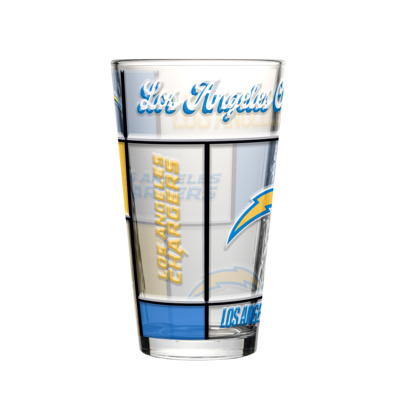 LA Chargers 16oz Quilted Stained Pint Glass