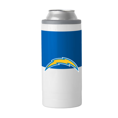 Los Angeles Chargers 12oz colorblock slim can coolie by Logo Brands, featuring team logo and vibrant design for drink insulation.