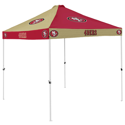 San Francisco 49ers checkerboard canopy shelter by Logo Brands, with vibrant team colors and sturdy frame for outdoor use.