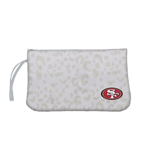 San Francisco 49ers leopard print wristlet bag by Logo Brands, featuring a stylish San Francisco 49ers logo design.