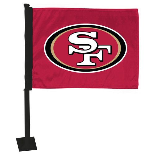 San Francisco 49ers NFL auto flag by Logo Brands featuring team logo on fabric for vehicle display