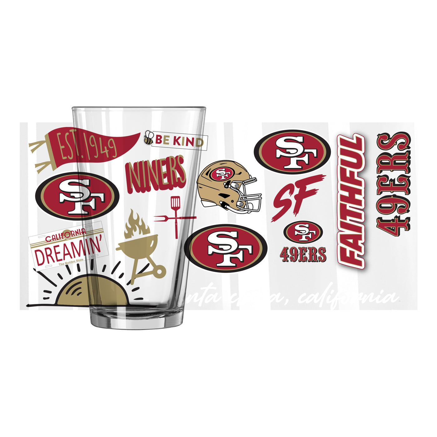 San Francisco 49ers 16oz Native Pint Glass