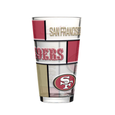 San Francisco 49ers 16oz Quilted Stained Pint Glass