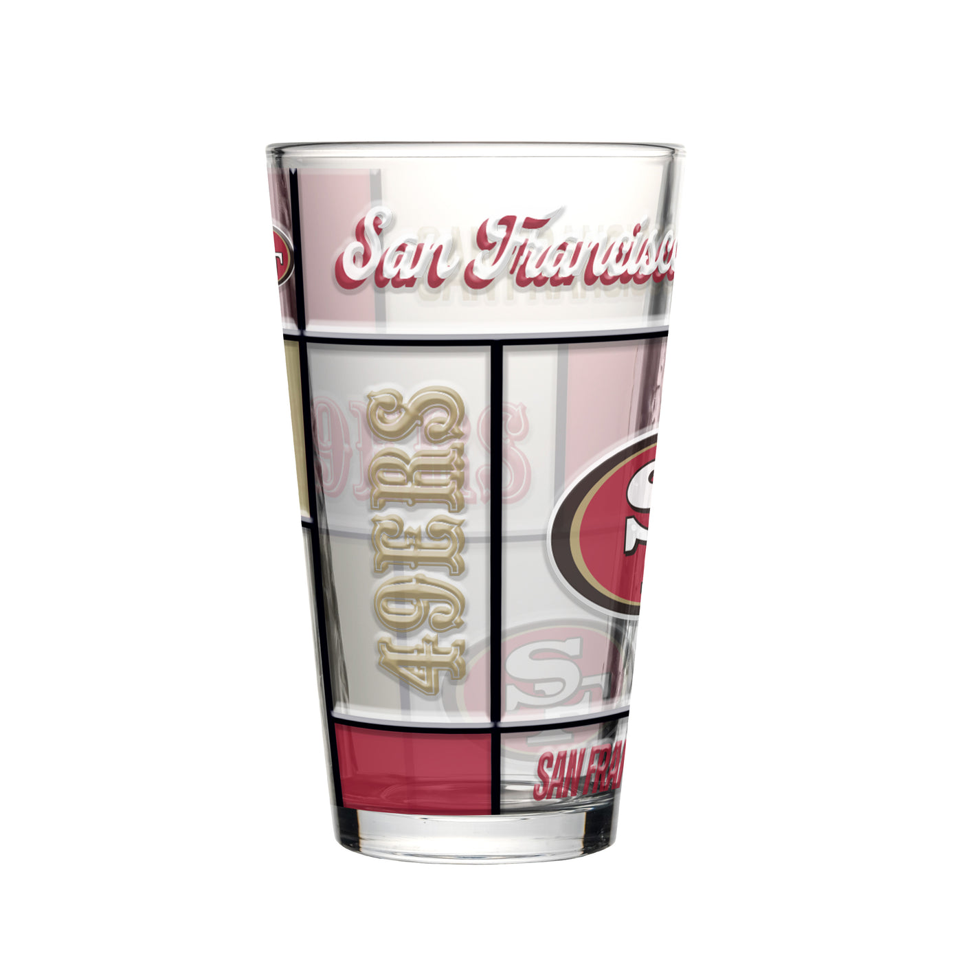 San Francisco 49ers 16oz Quilted Stained Pint Glass