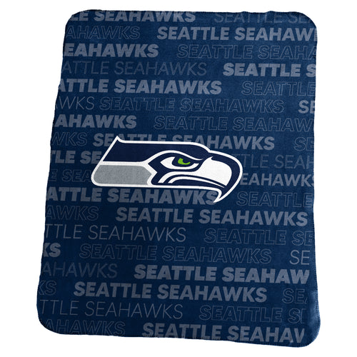Seattle Seahawks classic fleece blanket by Logo Brands, featuring team logo and cozy fabric for game day comfort.
