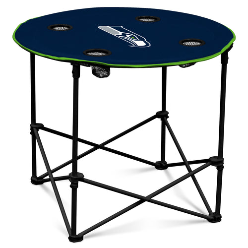 Seattle Seahawks round table by Logo Brands, featuring team logo and vibrant colors, perfect for sports-themed living spaces.