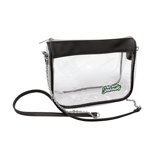 Seattle Seahawks Hype clear bag by Logo Brands, showing transparent design with team logo and sturdy handles.