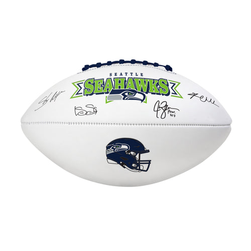 Seattle Seahawks autograph signature football by Logo Brands, recreation football with handwritten team signature and official design.