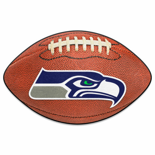 Seattle Seahawks football mat by Logo Brands featuring team logo and vibrant colors, ideal for sports fans and game rooms.