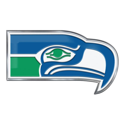 Seattle Seahawks embossed color emblem by Logo Brands featuring team logo and vibrant design on a durable emblem.