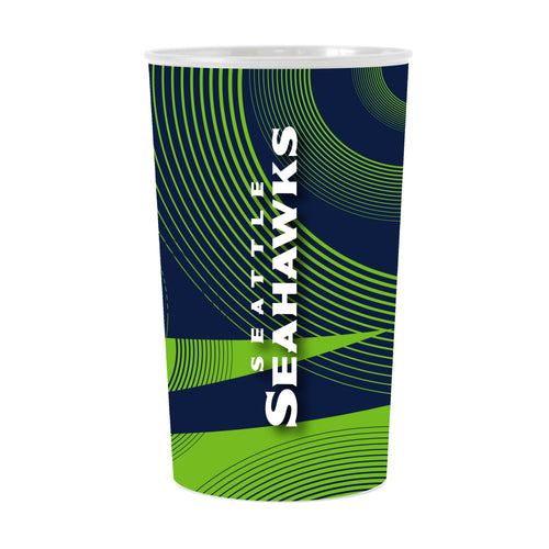 Set of four Seattle Seahawks geometric hardwall drinkware cups by Logo Brands, featuring team logo and bold design.