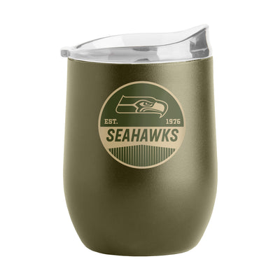 Seattle Seahawks 16oz Badge Powder Coat Curved Beverage - Logo Brands