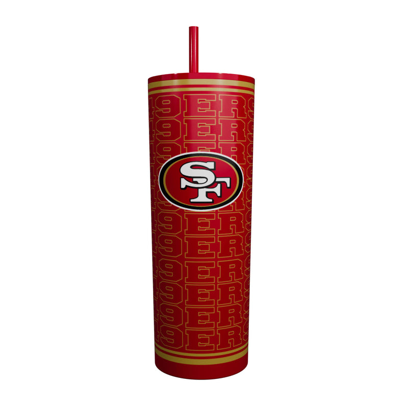 San Francisco 49ers 30oz Echo SS Straw Tumbler by Logo Brands, stainless steel drinkware with team logo and straw for beverages.